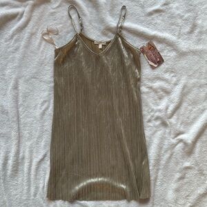 Gold slip mini dress